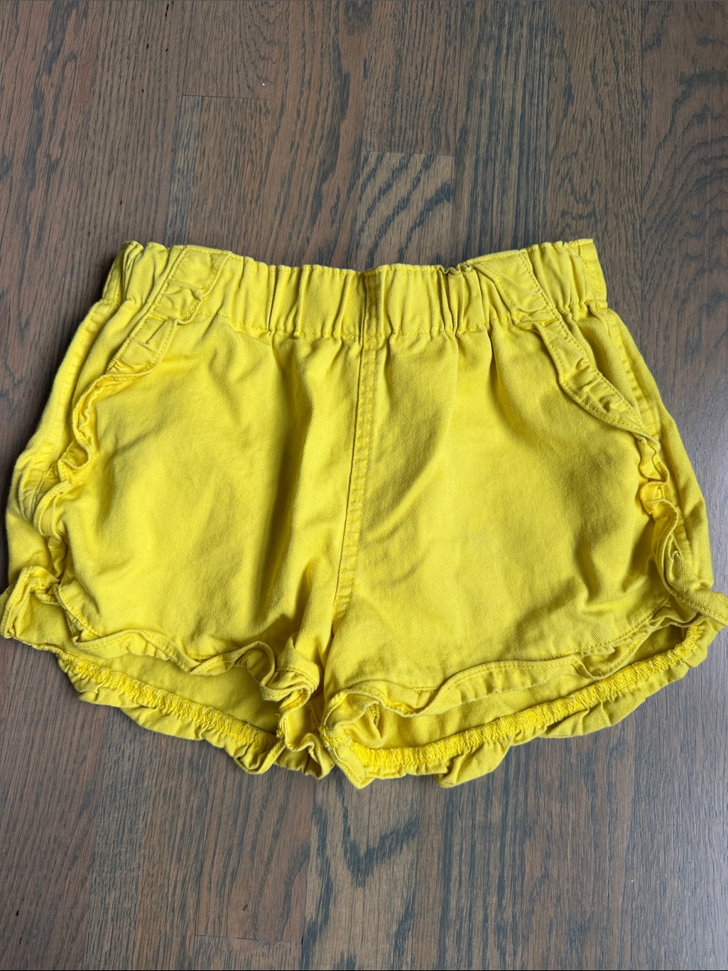 Bright Yellow Ruffle Trim Girls' Shorts